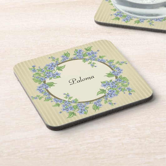 Victoriaans stijlblauw ventilator, breed bier onderzetter (Linkerzijde)