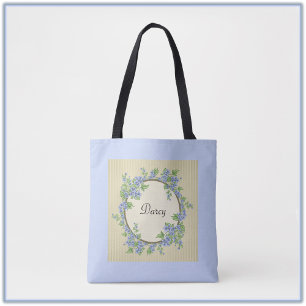 Victoriaans stijlblauw ventilator, breed tote bag