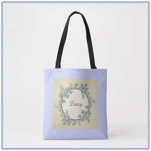Victoriaans stijlblauw ventilator, breed tote bag