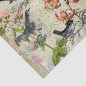 Victoriaans stijlvogels en bloemen tissuepapier (Detail)