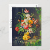 Victoriaans Stilleven Bloemen Roze Rozen Dank u Briefkaart (Voorkant / Achterkant)