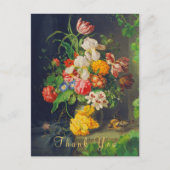 Victoriaans Stilleven Bloemen Roze Rozen Dank u Briefkaart (Voorkant)