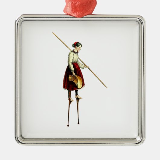 Victoriaans Stilt Walker Woman Metalen Ornament (Voorkant)