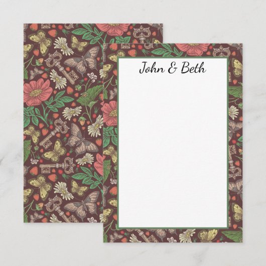 Victoriaans stoampunk  vlindersleutels bedankkaart (Voorkant / Achterkant)