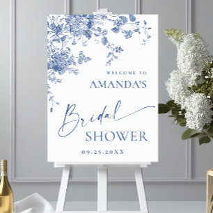 Victoriaans Stofblauw Frans Tuin Bruiloft Feest Poster