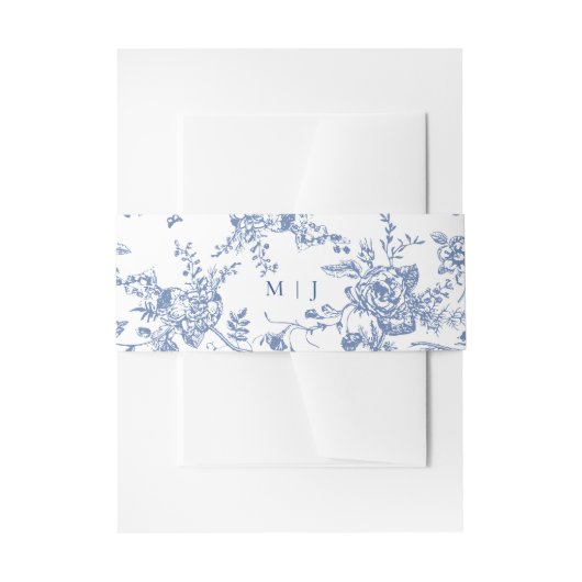 Victoriaans Stoffig Blauw Frans Tuin Bloemen Bruil Uitnodigingen Wikkel (Voorkant Voorbeeld)