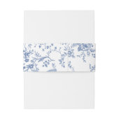 Victoriaans Stoffig Blauw Frans Tuin Bloemen Bruil Uitnodigingen Wikkel (Achterkant Voorbeeld)