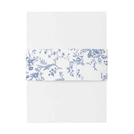 Victoriaans Stoffig Blauw Frans Tuin Bloemen Bruil Uitnodigingen Wikkel (Achterkant Voorbeeld)