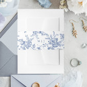 Victoriaans Stoffig Blauw Frans Tuin Bloemen Bruil Uitnodigingen Wikkel