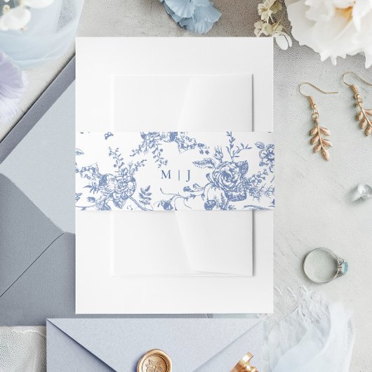 Victoriaans Stoffig Blauw Frans Tuin Bloemen Bruil Uitnodigingen Wikkel