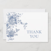 Victoriaans stoffig blauwe Franse tuin bloemige br Bedankkaart (Voorkant)