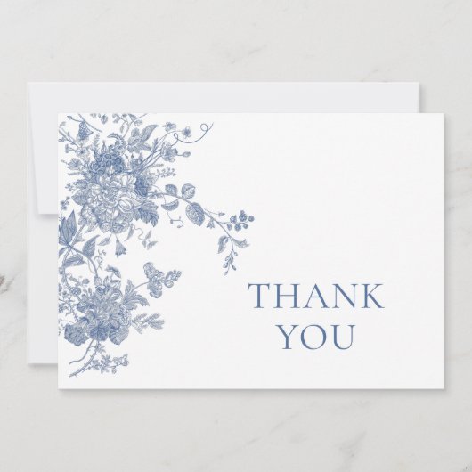 Victoriaans stoffig blauwe Franse tuin bloemige br Bedankkaart (Voorkant)