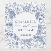 Victoriaans stoffig blauwe Franse tuin bloemige tr Wijn Etiket (Enkel label)