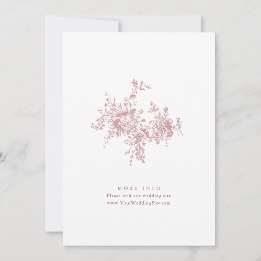 Victoriaans Stoffig Blush Roze Frans Tuin Bruiloft Kaart (Achterkant)