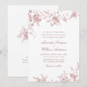 Victoriaans Stoffig Blush Roze Frans Tuin Bruiloft Kaart (Voorkant / Achterkant)