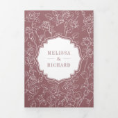 Victoriaans stoffig Roos Katholieke QR Code Huweli Drieluik Uitnodiging (Cover)