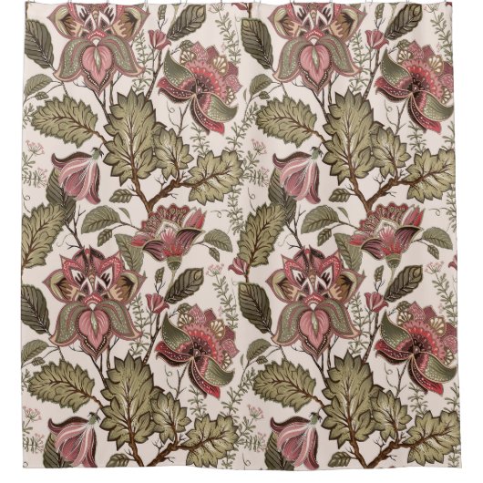  Victoriaans stoffig roze floranje patroon Douchegordijn (Voorkant)