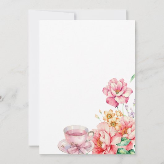 Victoriaans Stoffig roze Garden Tea Vrijgezellenfe Kaart (Achterkant)