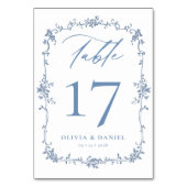 Victoriaans stoffige blauw elegante bruiloft kaart (Achterkant)