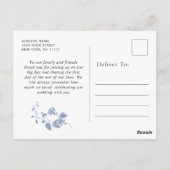 Victoriaans stoffige blauwe Franse tuin Dank u Briefkaart (Achterkant)