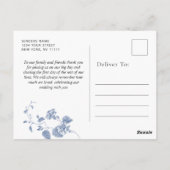 Victoriaans stoffige blauwe Franse tuin Dank u Briefkaart (Achterkant)