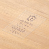 Victoriaans stoffige Paarse katholieke bruiloft Acryl Uitnodigingen (Laagn)