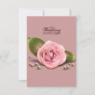 Victoriaans stoffige roos bloem, roze bruiloft kaart