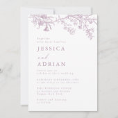  Victoriaans stoffige Roos bruiloft Kaart (Voorkant)