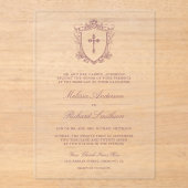 Victoriaans stoffige Roos katholieke bruiloft Acryl Uitnodigingen (Voorkant)