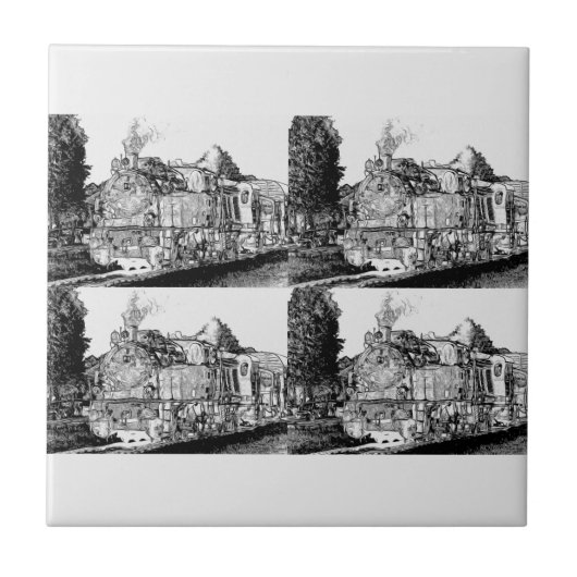 Victoriaans stoomtreinen tegeltje (Voorkant)