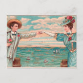 Victoriaans strand liefde dressy oceaan bruiloft p briefkaart (Voorkant)
