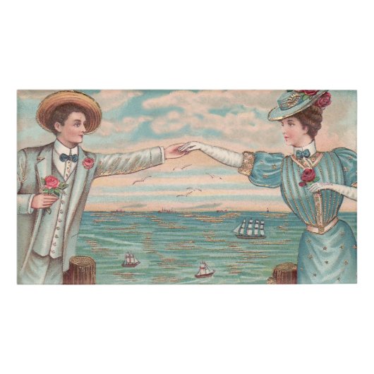 Victoriaans strand liefde dressy oceaan bruiloft p naambadge (Voorkant)