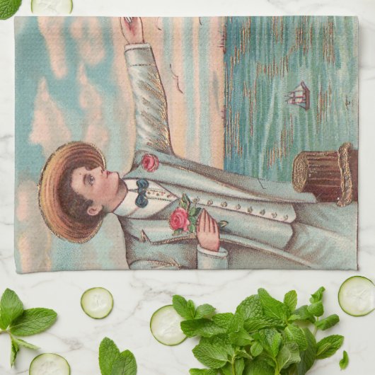 Victoriaans strand liefde dressy oceaan bruiloft p theedoek (Gevouwen)