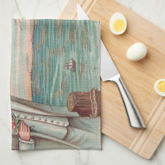 Victoriaans strand liefde dressy oceaan bruiloft p theedoek (Quarter Fold)