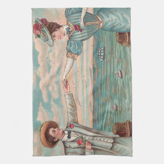 Victoriaans strand liefde dressy oceaan bruiloft p theedoek (Verticaal)