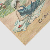 Victoriaans strand zwemmen meisje oceaan zomervaka tissuepapier (Detail)