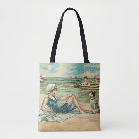 Victoriaans strand zwemmen meisje oceaan zomervaka tote bag (Voorkant)