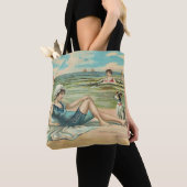 Victoriaans strand zwemmen meisje oceaan zomervaka tote bag (Dichtbij)