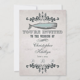 Victoriaans Strandwalvis Huwelijksuitnodigingen Kaart