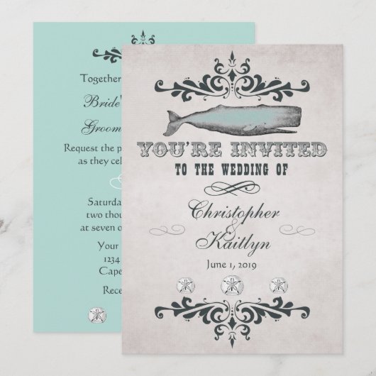  Victoriaans Strandwalvis Huwelijksuitnodigingen Kaart (Voorkant / Achterkant)