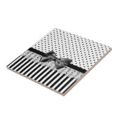 Victoriaans strepen met zwarte en witte strepen tegeltje (Zijkant)