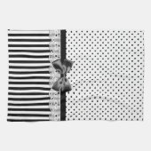 Victoriaans strepen met zwarte en witte strepen theedoek (Horizontaal)