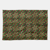 Victoriaans strips en sneeuwvlokken theedoek (Horizontaal)