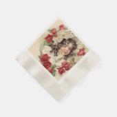 Victoriaans stropdas met rode rozen servetten (Hoek)