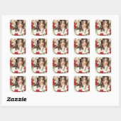 Victoriaans stropdas met rode rozen vierkante sticker (Vel)