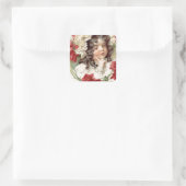 Victoriaans stropdas met rode rozen vierkante sticker (Tas)