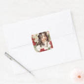 Victoriaans stropdas met rode rozen vierkante sticker (Envelop)