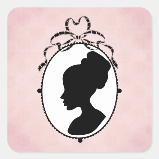 Victoriaans Style 60s Cameo Vierkante Sticker (Voorkant)