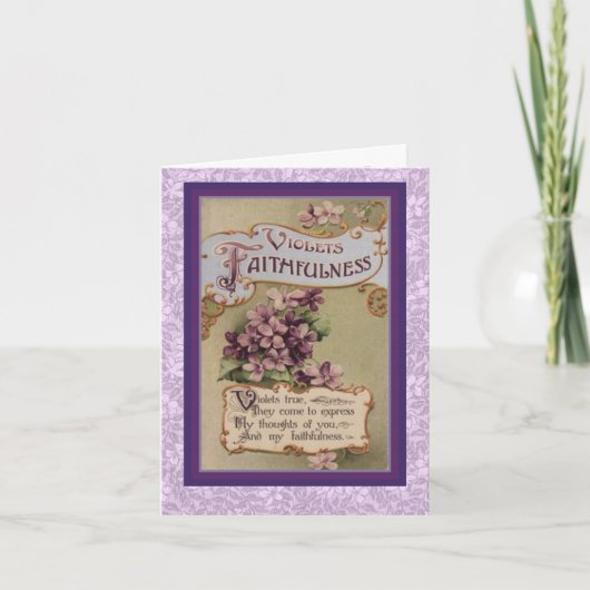 Victoriaans taal van bloemen viooltjes trouw kaart (Voorkant)