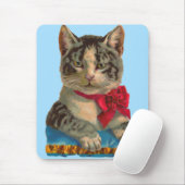 Victoriaans tabby cat muismat (Met muis)